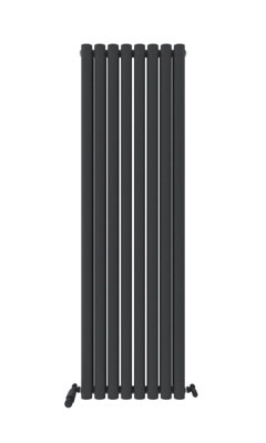 Ibathuk Princia Vertical Double Oval Panel Radiator 1600 X 480Mm- Anthracite/Grey