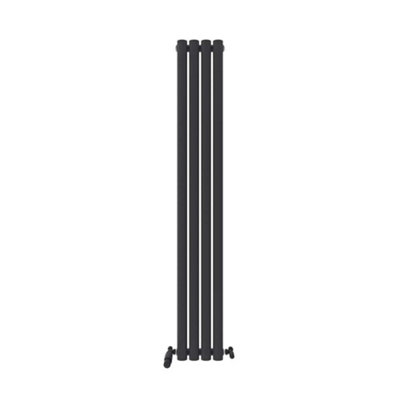 Ibathuk Princia Vertical Single Oval Panel Radiator 1600 X 240Mm- Anthracite/Grey