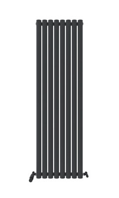 Ibathuk Princia Vertical Single Oval Panel Radiator 1600 X 480Mm- Anthracite/Grey