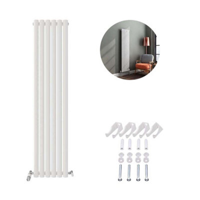 B&Q -  Princia Vertical Single Oval Panel Radiator White 1600 X 360mm-White