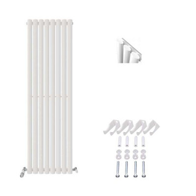 B&Q -  Princia Vertical Single Oval Panel Radiator White 1600 X 480mm-White