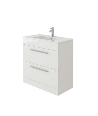B&Q -  Sphinx  600 White Fs Unit And Slim-Edge Basin