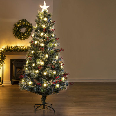 Christmas Tree World The 6Ft/180Cm Frosted Led Pine Fibre Optic Tree from B&Q