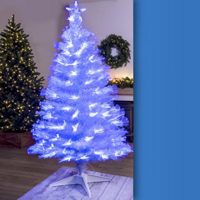 Christmas Tree World | 4ft Artificial White Blue Ripple Effect Fibre Optic Tree | Bushy and Luxury Quality PVC Tips | Easy to Assemble and Take Down | 58cm Diameter - Image 3