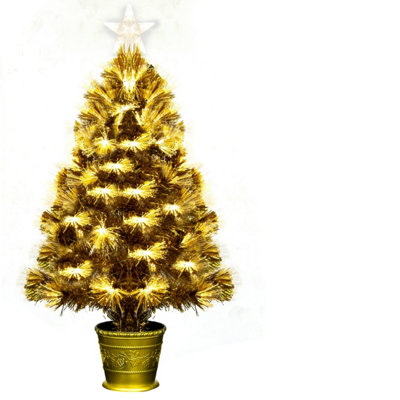 B&Q -  The 3Ft/90Cm Gold Flower Fibre Optic Tree - Image 3