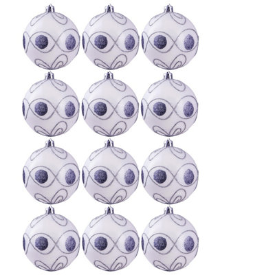 Christmas Tree World 6Cm Hand Painted Shatterproof Bauble Design 20 (12 Pack) from B&Q