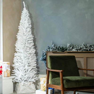 Christmas Tree World The 7Ft/210Cm White Italian Pencilimo Christmas Tree from B&Q