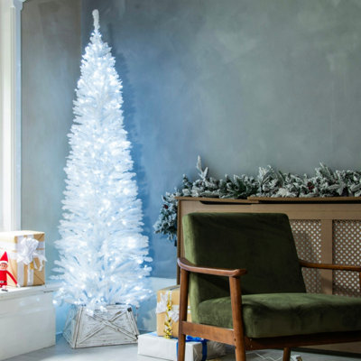 Christmas Tree World The Pre-Lit 5Ft/150Cm White Italian Pencilimo Christmas Tree from B&Q