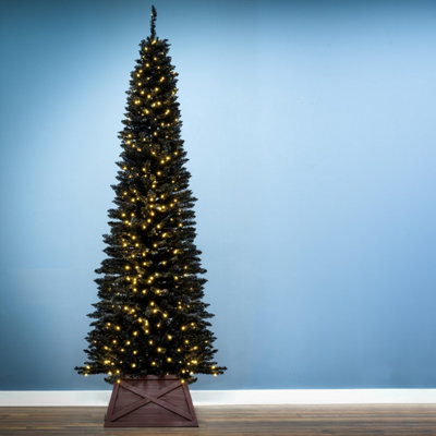 Christmas Tree World The Pre-Lit 4Ft/120Cm Black Italian Pencilimo Christmas Tree from B&Q