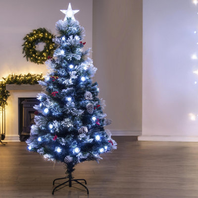 B&Q -  The 6Ft/180Cm Snowy Led Frosted Pine Fibre Optic Tree