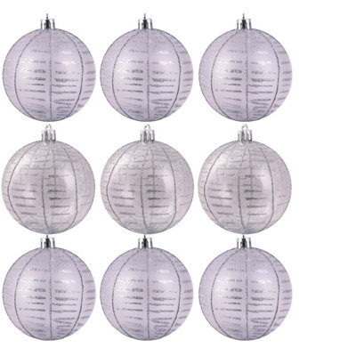 Christmas Tree World 10Cm Hand Painted Shatterproof Bauble Design 12 (9 Pack) from B&Q