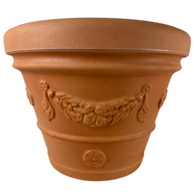 Fargro Home and Garden Terragro Idra Terracotta Plant Pot 63L With Grape DesignD55 H45CmHeavy Duty Rotary Form Resin from B&Q