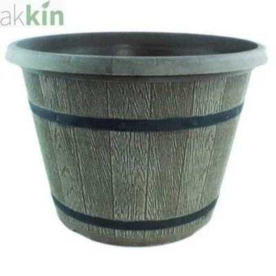 Cask Planter Bell With Band 35Cm  Driftwood from B&Q