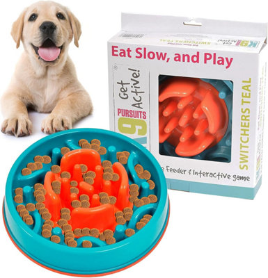 K9 Pursuits Pet Dog Slow Feeder Food Bowl And Interactive Game Switcher Teal from B&Q