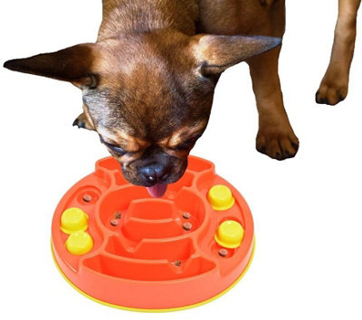 K9 Pursuits Dog Slow Feeder Food Bowl & Treat Interactive Game Forage Orange from B&Q