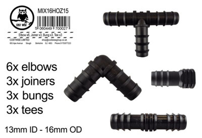 Cost Wise Garden Automatic Irrigation/patio Watering Pack Of 10 Mixed Fittings For 13/16mm Ldpe Water Supply Pipe Plugs,tee,elbow & Joiners from B&Q