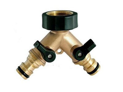 Cost Wise Garden /patio WateringSolid Brass Two Way Tap Splitter/manifold from B&Q