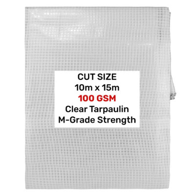 AP Supplies Clear M-Grade Tarpaulin 10M X 15M from B&Q