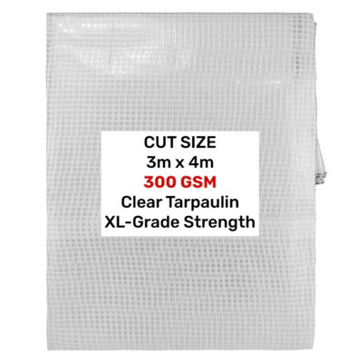 AP Supplies Clear Xl-Grade Tarpaulin 3M X 4M from B&Q