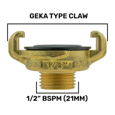 Cost Wise Professional Geka Type Brass Claw Hose Connectors/fittings(1/2" Bsp Male) from B&Q