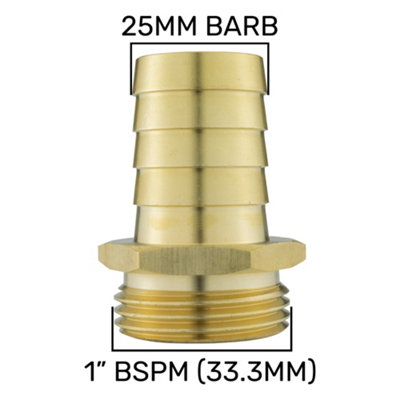 Cost Wise Solid Brass Pipe Hosetails To Male Bsp Thread For Pumps,filters Water Features And Fountains 25mm Barb-1" Bsp Thread(33.3mm) from B&Q