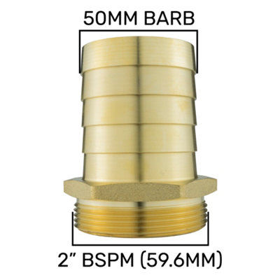 Cost Wise Solid Brass Pipe Hosetails To Male Bsp Thread For Pumps,filters Water Features And Fountains (2" Bspm2" Barb) from B&Q