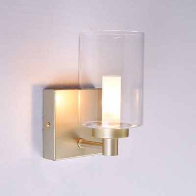 Harper Living 1Xg9 Wall Up/Down With Glass Shade, Finish Light/Gold