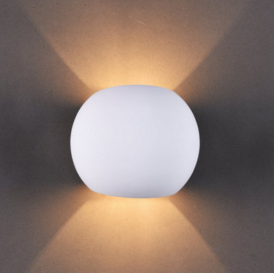Harper Living Ceramic Spherical Wall Up And Down Paintable G9 Socket (No Bulb) Light/White