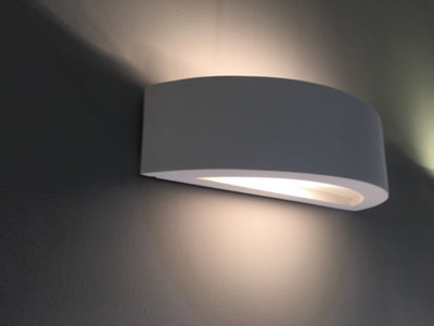 Harper Living Light/White Ceramic Full Semi-Circle Wall Up And Down Paintable Finish E14 Socket (No Bulb)
