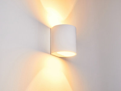 Harper Living Ceramic Cylinder Wall Light, Up/Down White Paintable G9 Socket (No Bulb) Light/White