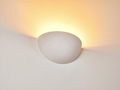 Harper Living Ceramic Wall Bowl Shaped, Uper Paintable Finish E14 Socket (No Bulb) Light/White