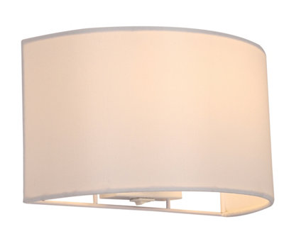Harper Living 1Xe27/es Wall Wash Light With SwitchSemi-Circle White Fabric ShadeSuitable For Led Upgrade from B&Q
