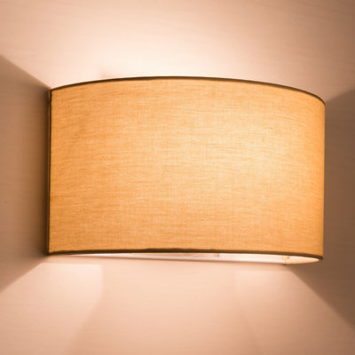 Harper Living 1Xe27/es Wall Wash Light With SwitchSemi-Circle Taupe Fabric ShadeSuitable For Led Upgrade from B&Q