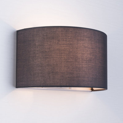 Harper Living 1Xe27/es Wall Wash Light With SwitchSemi-Circle Grey Fabric ShadeSuitable For Led Upgrade from B&Q