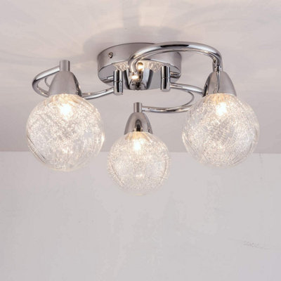 Harper Living Bolla 3Xg9 Energy Saving Led Semi Flush Ceiling LightSwirl ArmsPolished Chrome FinishNatural White (4000K)Bulbs Included from B&Q