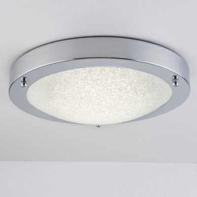 Harper Living Led Bathroom Ceiling Chrome Finish With Glass Shade, 18 Watts, 1490 Lumens, Natural (4000K) Water Resistant Ip44 Light/White