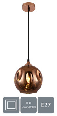 Harper Living Unisex Rose Gold Pendant Ceiling Light Dome Shade Finish - Image 5