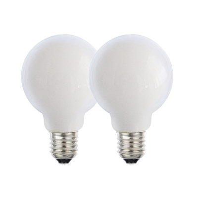 Harper Living 8 Watts G95 E27 Led Bulb Opal Globe Warm Dimmable, Pack Of 2 White