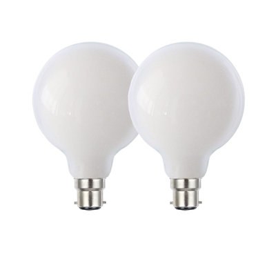 Harper Living 8 Watts G95 B22 Bc Bayonet Led Bulb Opal Globe Warm 3000K Dimmable, Pack Of 2 White