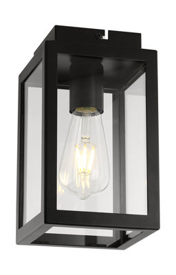 Harper Living Porch Ceiling Light Black With Clear Glass 1Xe27/es Bulb Cap (Bulb Not Included) from B&Q