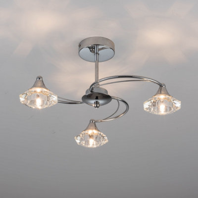 Harper Living Polished Chrome Spiral 3-Light Semi-Flush Ceiling Light from B&Q