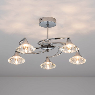 Harper Living Polished Chrome Spiral 5-Light Semi-Flush Ceiling Light from B&Q