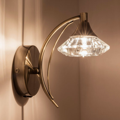 Harper Living Single Wall Light And SconceAntique Brass FinishClear Glass ShadeG9 Bulb Cap from B&Q