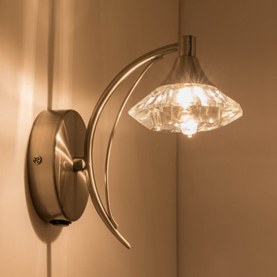 Harper Living Single Wall Light And SconceSatin Nickel FinishClear Glass ShadeG9 Bulb Cap from B&Q