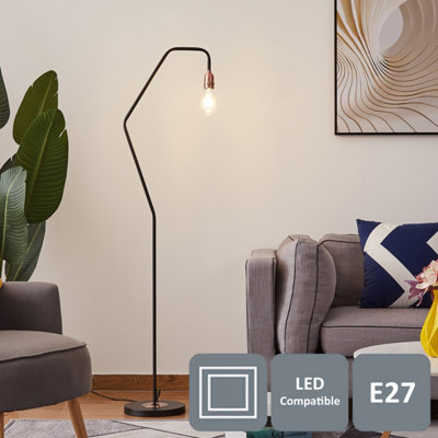 Harper Living 1Xe27/Es Floor Lamp With On/Off Switch, And Copper Finish Black