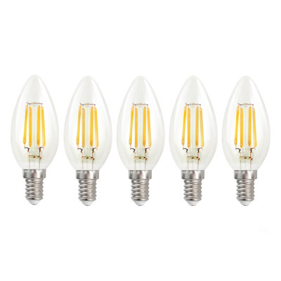 Harper Living 4.5 Watts E14 Led Bulb Clear Candle Warm Dimmable, Pack Of 5 White