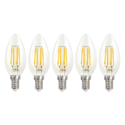 Harper Living 4.5 Watts E14 Led Bulb Clear Candle Cool Dimmable, Pack Of 5 White