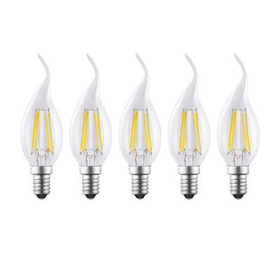 Harper Living 4.5 Watts E14 Led Bulb Clear Flame Tip Warm Dimmable, Pack Of 5 White