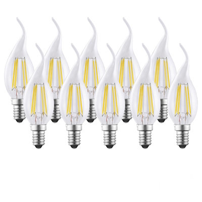 Harper Living 4.5 Watts E14 Led Bulb Clear Flame Tip Warm Dimmable, Pack Of 10 White