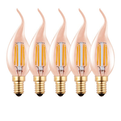 Harper Living 4.5 Watts E14 Led Bulb Flame Tip Warm Dimmable, Pack Of 5 Amber/White
